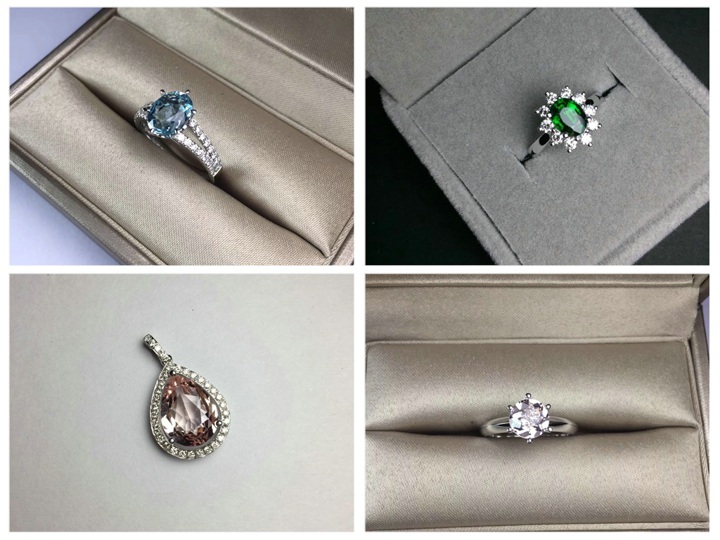 Make Custom Jewelry in China, High Quality Aquamarine Ring, Pendant, Necklace