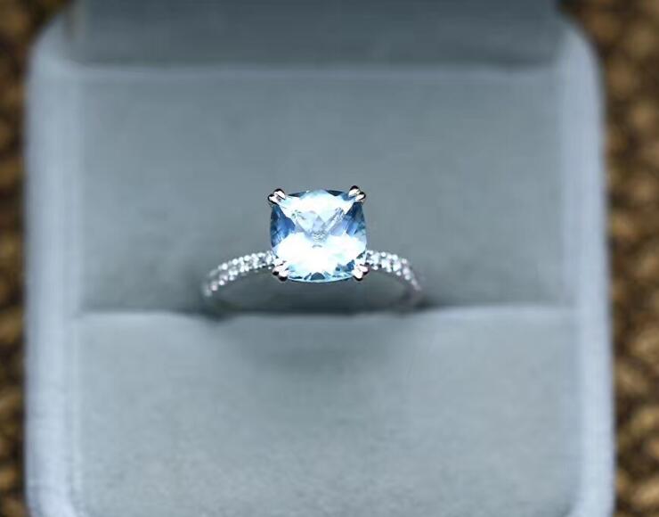 Cushion Cut Aquamarine Engagement Ring